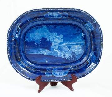 "Niagara from the American Side" Historic Blue Staffordshire Platter