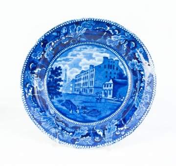"City Hotel, New York" Historic Blue Staffordshire Plate 