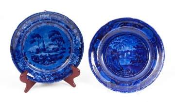 "Gilpin's Mills on the Brandywine Creek" &  "Unidentified" Historic Blue Staffordshire Plates