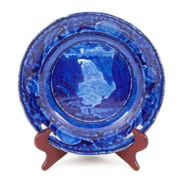 "Fall of Montmorency, Near Quebec" Historic Blue Staffordshire Plate