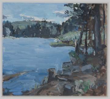 George Wingate (American, b. 1941)  Adirondack  Lake (Fishing Hole), 1982