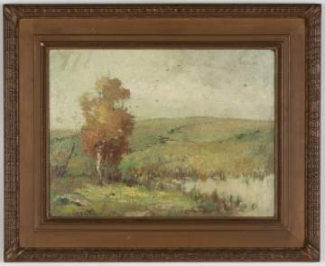 Fernando A. Carter (American, 1855-1931) Landscape with Pond & Birds