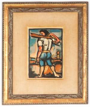 Georges Henri Rouault (French, 1871-1958)  Aide-Bourreau (Portant un des Bois de la Croix)  [The Helper Carrying One of the Boards of the  Cross] from Passion (Chapon/Rouault 273; Wofsy  353)