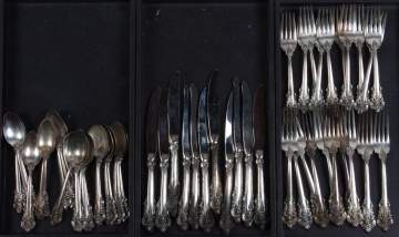 Wallace Grand Baroque Sterling Silver Flatware  Service for 12