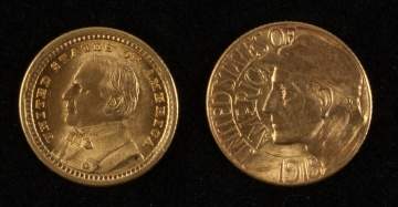 1915 Pan Pac $1 Gold Coin & 1903 McKinley  Louisiana Purchase $1 Gold Coin
