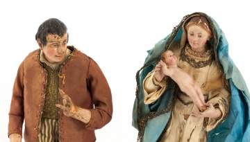 18th/19th Century Creche Figures of The Virgin Mary &  Gentleman