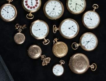 Group of Gold Filled and Plated Pocket Watches