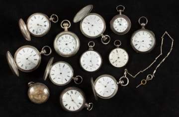 Group of Coin Silver Pocket Watches