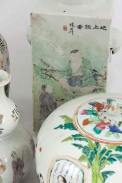 Group of Six Chinese Famille Rose Porcelain Vases  & Ginger Jars
