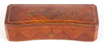 Kingwood Marquetry Glove Box with Brass Inlay