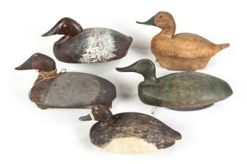 Group of Five Duck Decoys