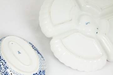 Meissen Onion Patterned Serving Tray & Reticulated  Bowl