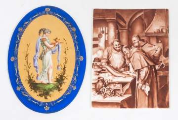 Two German Hand Painted Porcelain Plaques