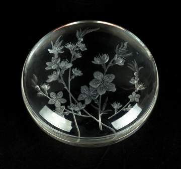 Steuben State of Delaware Flower Dome Paperweight  with Sterling Silver Frame