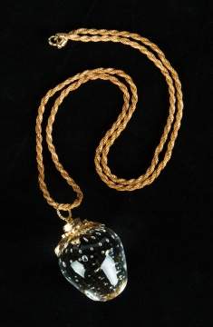 Steuben Strawberry Pendant with Gold Chain