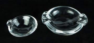 Steuben Massive Ashtray and Sloping Bowl Ashtray
