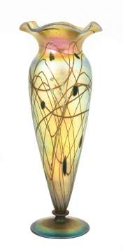 Rare Steuben Aurene & Millefiori Decorated Vase