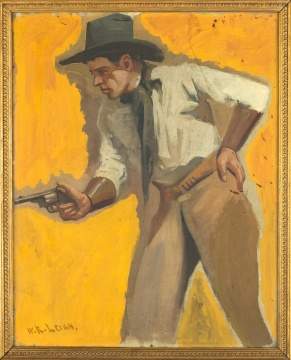 William Robinson Leigh (American, 1866-1955) Cowboy with Six Shooter