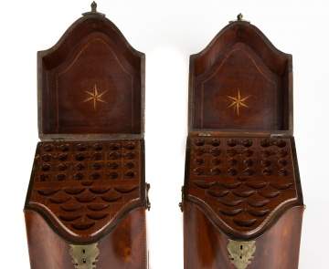 Pair of Inlaid Mahogany Knife Boxes