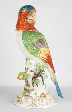 Monumental German Porcelain Parrot