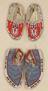 Two Pair Beaded Native American Moccasins