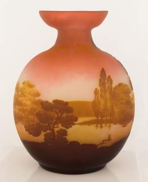  Galle Cameo Vase with Lake Scene