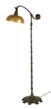 Tiffany Studios, New York, Bronze Counter Balance Floor Lamp with Damascene Shade