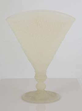 Steuben Alabaster Acid Cut Back Fan Vase