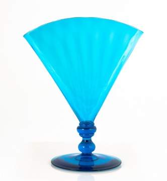 Large Steuben Celeste Blue Fan Vase