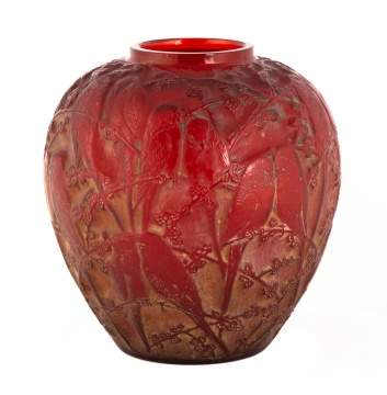 Lalique Vase,"Perruches"