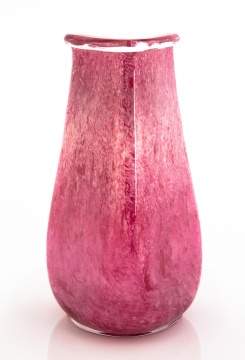 Steuben Pink Cluthra Triangular Form Vase