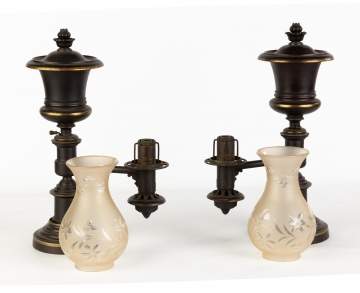 Pair of H. N. Hooper & Co. Boston Argand Lamps