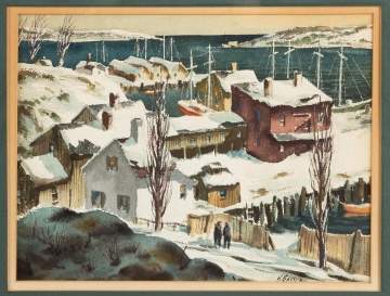 Henry Martin Gasser (American, 1909-1981) Winter Harbor Scene