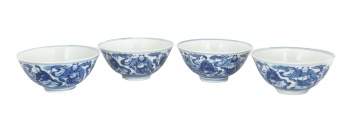 Chinese Blue & White 'Eight Immortals' Bowls