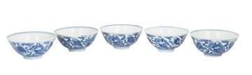 Chinese Blue & White 'Eight Immortals' Bowls
