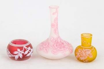 Three Unsigned Webb Cameo Vases
