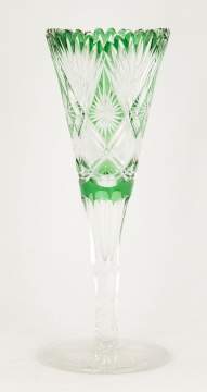 Green Overlay Trumpet Vase