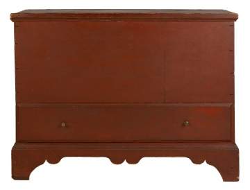 New England One Drawer Red Painted Blanket Chest