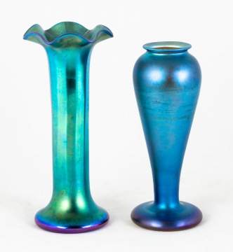 Two Blue Aurene Vases