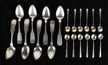 Eight Coin Silver Spoons and Twelve Demitasse Spoons