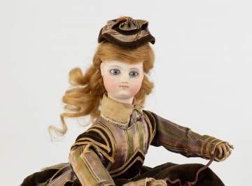 French Clockwork Automaton Tricycle with Bisque Doll