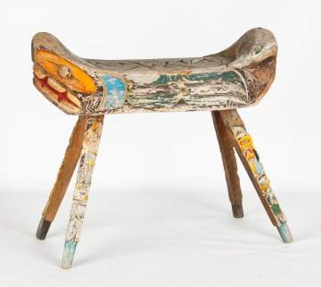 Northwest Coast Carved & Painted Stool