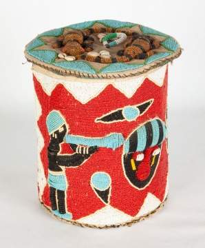 African Beaded & Shell Covered Basket