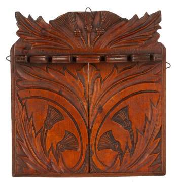 Early English Carved Oak Spoon Rack