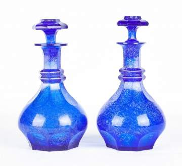 Pair of New England Cobalt Blue Bottles