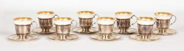Set of Eight Sterling Silver Demitasse