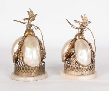 Two Victorian Brass & Mother of Pearl Service Bells