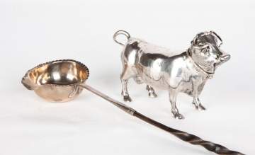 Early English Silver Bull and Toddy/Punch Ladle