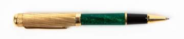 Italian 18K Gold & Malachite Enamel Buccellati Ballpoint Pen