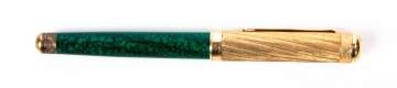 Italian 18K Gold & Malachite Enamel Buccellati Ballpoint Pen